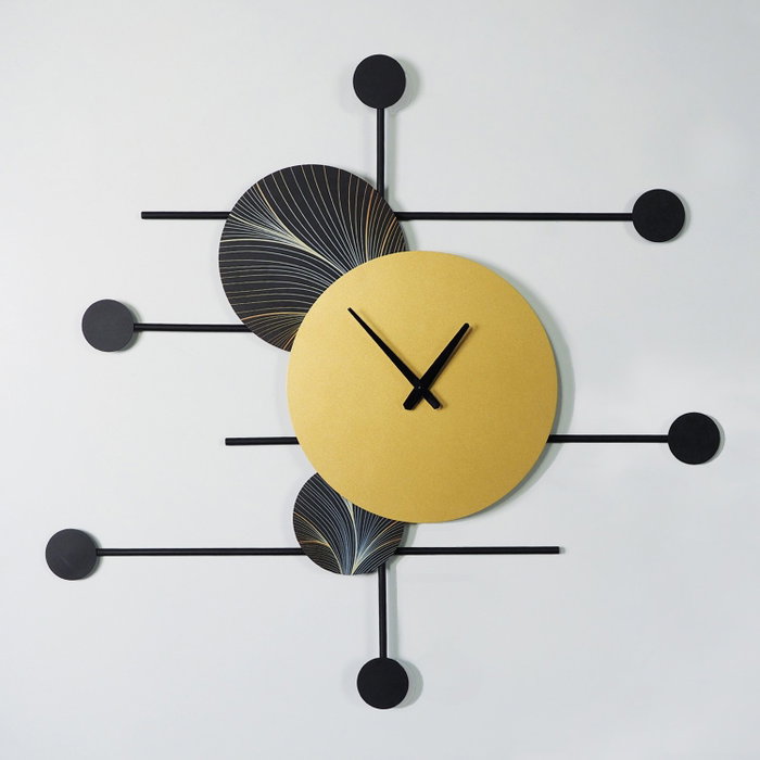 Wallity Reloj de Pared Decorativo de Metal Dorado y Negro APS139LCA Wallity Reloj de Pared Decorativo de Metal Dorado y Negro APS139LCA
